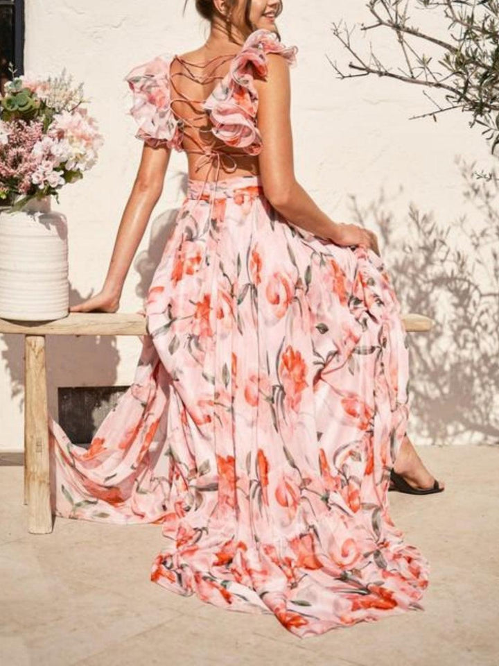 Karylle – Vestido Maxi Floral con Espalda Descubierta