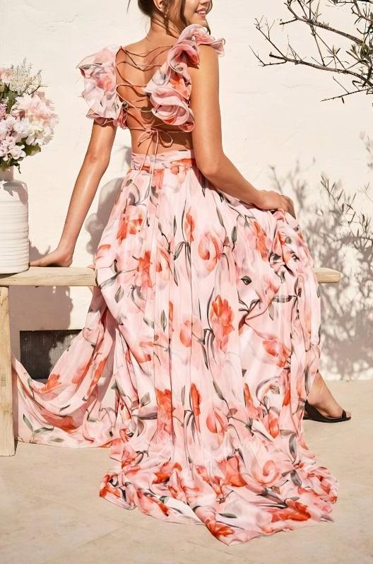 Karylle – Vestido Maxi Floral con Espalda Descubierta